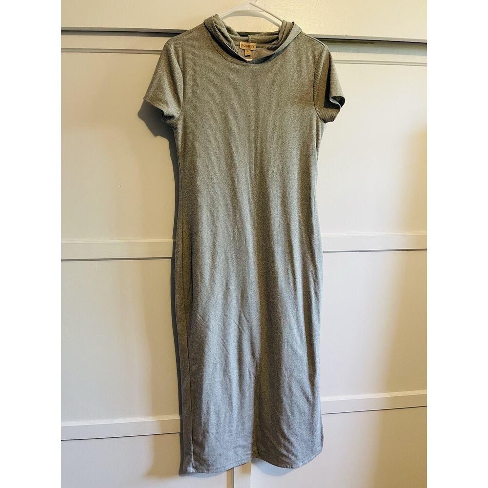 J JUSTIFY Ribbed Hooded Long Dress Slits Color Grey Size XLarge Fashion - Picture 9 of 13